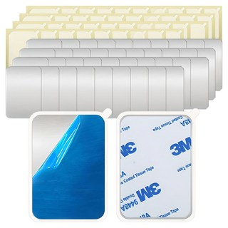 chinada 手機支架用方形鋼磁吸鐵片 20片 + 保護膜 20片 套組, 銀色, 4個