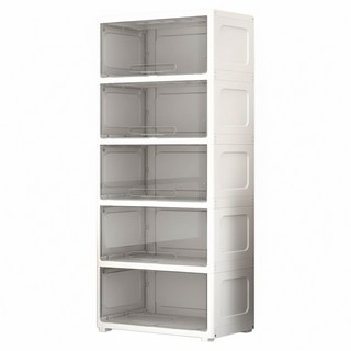 AOTTO 創意傢俱 無印簡約65面寬透明可視翻蓋五層收納櫃 抗壓耐用不變形 承重力強 底部滑輪, 透黑色, 1個