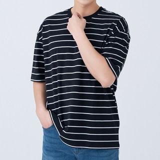 CARET 男款寬鬆版條紋短袖T恤