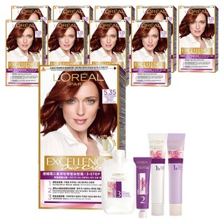 로레알파리 엑셀랑스 듀오크림 염모제, 5.35호 라이트 웜 브라운, 10개
