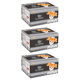 健康天使 四層活性碳口罩, 灰色, 50片, 3盒