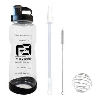FLEXBODY Tritan水瓶 + 吸管1入 + 清潔刷 + 搖搖球, 混合顏色, 2L, 1個