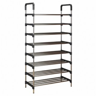 德利生活 不鏽鋼鞋架 PP加厚接口 高度間隔層數變化, 黑色, 1個