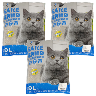 SAKE 粗球礦砂 含消臭/抗菌成分, 檸檬香, 10L, 6kg, 3包