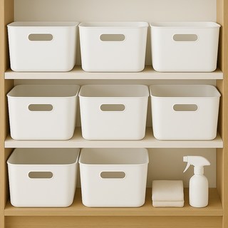 보노하우스 국내 제조 로코스 팬트리수납 정리 손잡이 바스켓, 라이트화이트, M, 8개