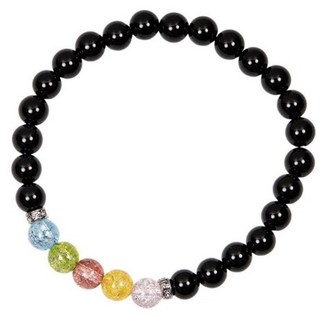 五行開運 彩晶黑曜石手鍊, 約18cm