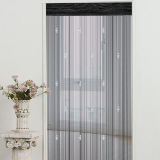 Cotton Field 棉花田傢飾 米蘭串珠線簾 塑料合成+100%聚酯纖維, 90 x 180cm, 黑色