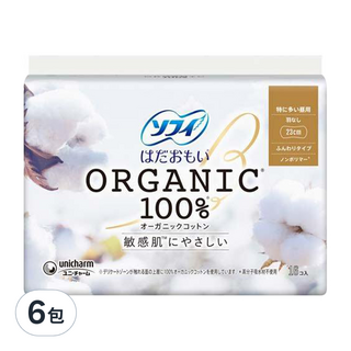 SOFY 蘇菲 日本原裝進口 天然敏感肌衛生棉 日用量多 無翼型, 23cm, 16片, 6包