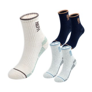 네파 여성용 하이브리드 쿠션 중목 5켤레 세트, 네이비 + 그레이 + 아이보리, 1세트