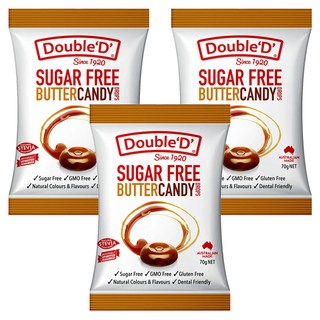 Double'D' 無糖糖果 焦糖奶油, 70g, 3袋