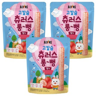 ALVINS 愛彬思 孩童高鈣長條吉拿棒 Step2, 40g, 草莓口味, 3包