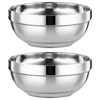 BangJiaShi 304不鏽鋼雙層防燙碗20cm 特大款, 不鏽鋼色, 2個