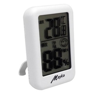Mayka 明家 LCD自動感應溫濕度計 笑臉顯示 可磁吸/壁掛/站立, 白色, 1個