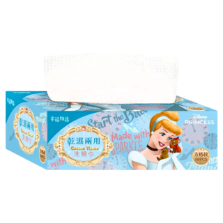 明基健康生活 幸福物語 迪士尼公主系列 方格紋乾溼兩用洗臉巾 200 x 165mm, 灰姑娘, 1盒