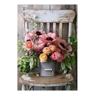 創彩 5D鑽石畫組 40x30cm, 椅子花盆, 1組