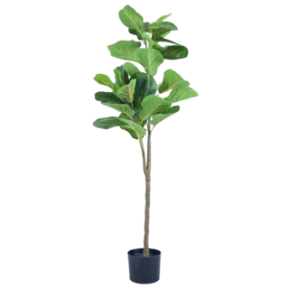 Meric Garden 北歐ins風落地琴葉榕高仿真綠植大型景觀擺設人造盆栽 約40cmX125cm 盆直徑15cmx13 cm, 1個, Green