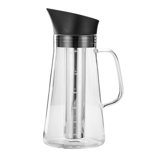日本 FOREVER 耐熱玻璃冷泡茶 冷萃咖啡壺, 透明色 + 黑色, 1.2L, 1個