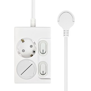 원스탑 재로갭 슬림 개별 스위치 멀티탭 2구 16A + 안전커버, 1m, 클린화이트, 1세트