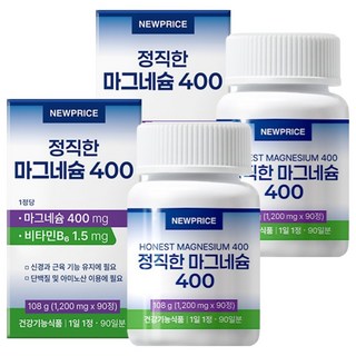 뉴프라이스 정직한 마그네슘 400 108g, 2개, 90정