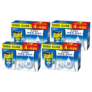 雷達 薄型液體電蚊香補充瓶超值組 有效除蚊 安心保護 無香精 無染料, 164ml, 4盒