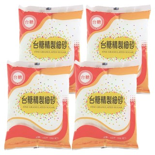 台糖 精製細砂糖, 甜度適中, 品質優良, 1kg, 4包