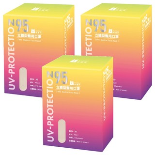 BLUE EAGLE 藍鷹牌 成人N95立體型醫用口罩, 奶茶色, 50片, 3盒