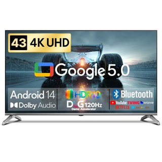 창홍 4K UHD LED 스마트 DLG 120Hz 돌비 AI 구글 5 TV, 108cm(43인치), U43M9, 스탠드형, 고객직접설치