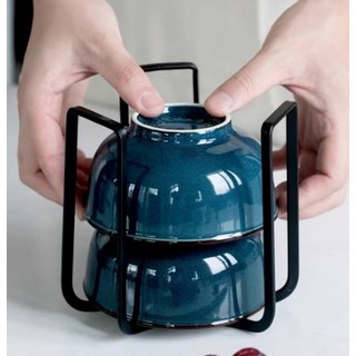BELLOVIE 湯碗飯碗整理架 大型, 黑色, 1個