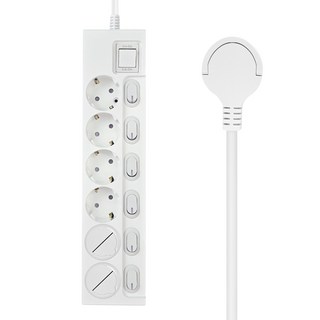 원스탑 재로갭 슬림 개별 스위치 멀티탭 6구 16A + 안전커버 2p, 1m, 클린화이트, 1세트