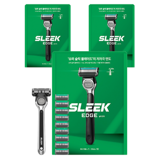 光滑邊緣刮鬍刀, 3套, 刮鬍刀 + 10片刮鬍刀片