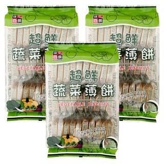 AJI OKASHI 味覺百撰 超鮮蔬菜薄餅, 鹹香酥脆, 健康美味, 薄脆口感, 300g, 3袋