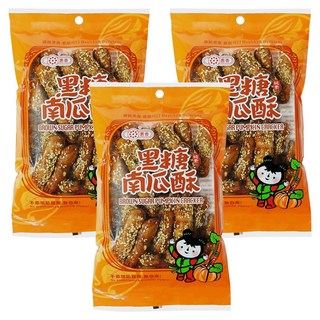 惠香 黑糖南瓜酥, 口感酥脆不黏牙, 搭配麥芽糖與白芝麻, 台灣製造, 130g, 3包