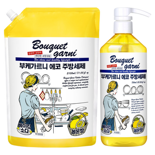 부케가르니 에코 주방세제 레몬향 본품 750ml + 리필 2.1L 세트, 2850ml, 1세트