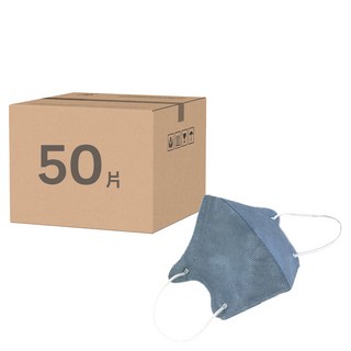 德冠 兒童3D立體耳繩口罩, 50片, 1組, 埃及藍