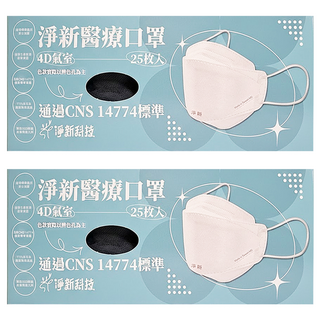 淨新科技 成人4D醫療口罩, 25片, 2盒, 鐵灰色