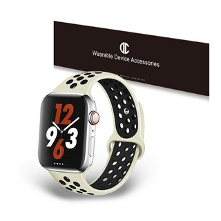 디씨네트워크 애플워치 호환 스포츠 실리콘 밴드, 샌드 + 블랙, 42/44/45mm