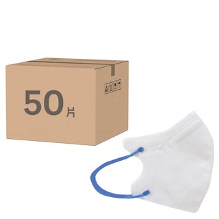 Deguan 德冠 兒童3D立體口罩, 50片, 白色 藍帶, 1盒