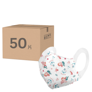 順易利 幼童寬耳立體醫用口罩 XS, 美人魚, 50片, 1盒