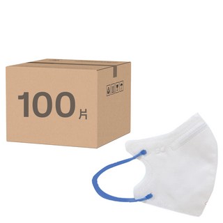 Deguan 德冠 兒童3D立體口罩, 50片, 白色 藍帶, 2盒