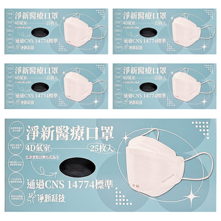 淨新科技 成人4D醫療口罩, 25片, 5盒, 鐵灰色