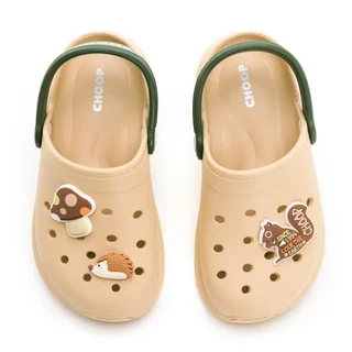 CHOOP 兒童款輕便布希洞洞鞋 - 厚底Q彈 排水 透氣舒適, 210mm, 沙色