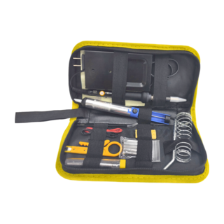 可調溫電烙鐵Set, 60W, 110V, 200~450°C, 帶電子線, 錫子海綿x2, 烙鐵架組, 吸錫器, 烙鐵頭x5, 錫線, 簡易剝線器, DO198G07, 1組