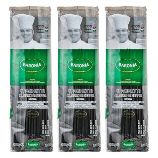 BARONIA 巴羅尼亞 墨魚麵 純天然小麥粉+3%墨魚汁 Q彈健康賣相佳, 500g, 3包