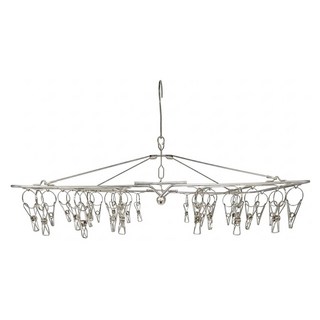 E.City 新款不鏽鋼防風扣長形曬衣架30夾 1個, 銀色