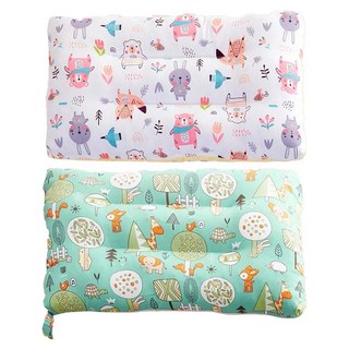 Annette 100%純棉可水洗兒童枕頭 好朋友 米色 + 童話森林 柔軟舒適透氣, 好朋友-米色 + 童話森林, 28 x 48 cm