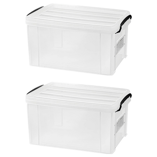 comet 多用途收納箱 34L 透明上蓋 + 透明本體, 透明色, 2個