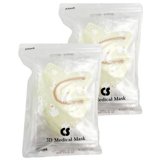 CS 凱馺國際 凱馺醫用口罩 未滅菌 兒童立體 3D MF10578 XS, 20片, 2包, 快樂鴨鴨