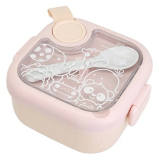 MARCUS&MARCUS 寶寶旅行餵食4件組 輕巧方便攜帶 外出用餐好幫手 餐具蓋 提把 湯匙 防漏蓋 食物剪 餐碗 餐盒, 粉色, 餐碗 + 餐盒 + 食物剪 + 湯匙, 1組