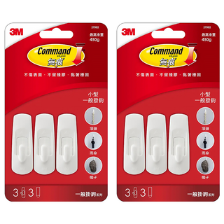 3M Command 無痕 掛鉤 小 3入, 白色, 2組