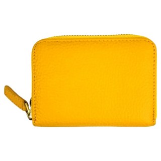 真皮頭層牛皮13風琴卡位零錢包短夾女夾 大開口180°ㄇ字型開合, 11 x 8.3 x 2.5cm, 黃色
